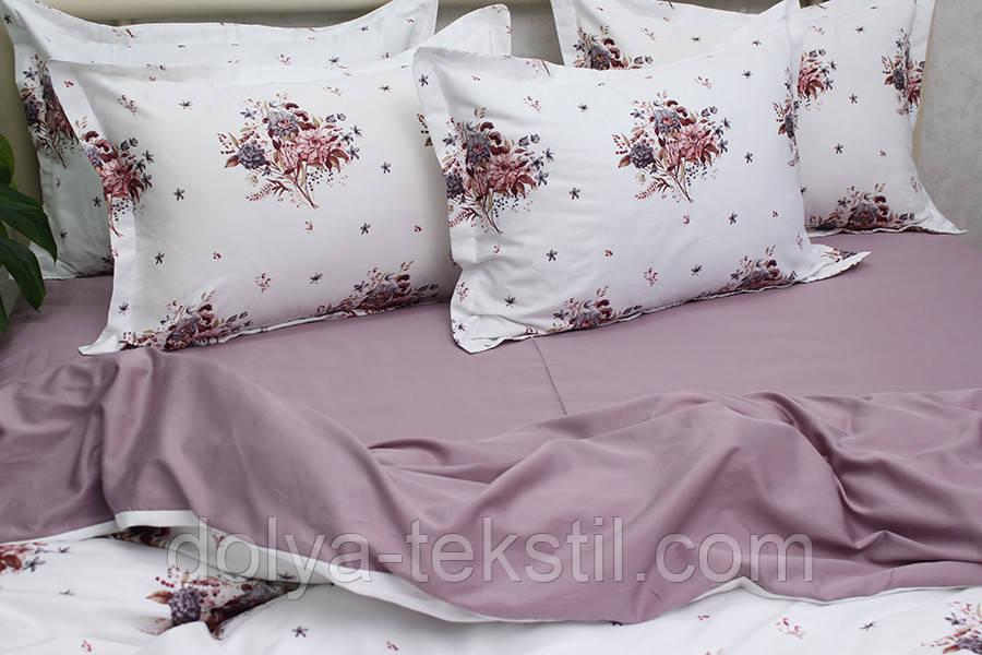 Сатин Преміум Сімейний комплект постільної білизни з компаньйоном ТМ Prima Teks PT-018, фото 1