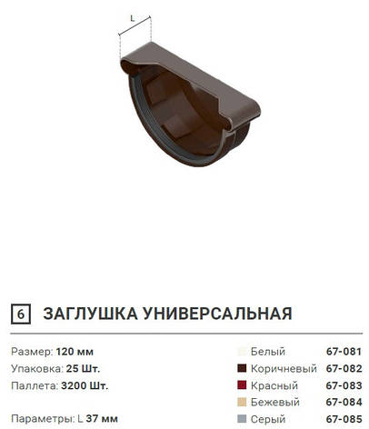 Заглушка Ринви Універсальна 120/37 мм., фото 3