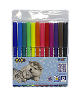 Набір фломастерів 12 кольорів, Собачки та котики SMART Line