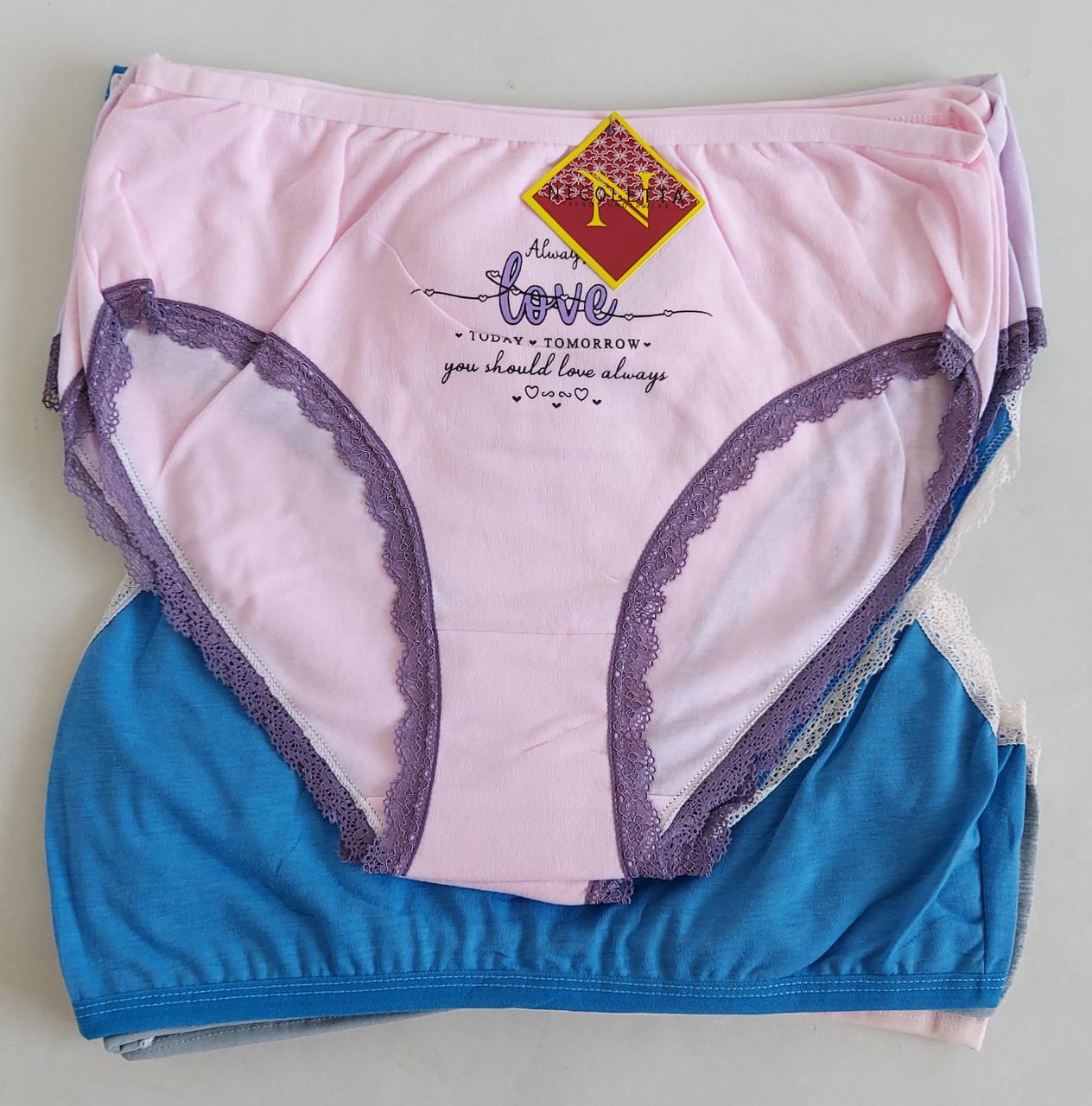 Жіночі труси з написами по тканині 4XL (10 шт), фото 1
