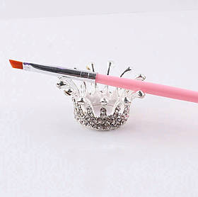 Пластикова підставка "Корона" для пензлів та прикрас + палітра для змішування фарб та інших текстур Срібло С