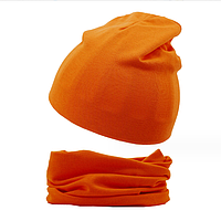 Демисезонный набор: детская шапка и шарф - хомут оранжевый