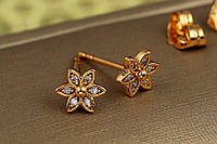 Серьги гвоздики Xuping Jewelry аленький цветочек 7 мм золотистые
