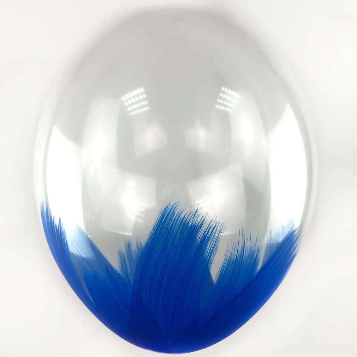 Ексклюзивна латексна кулька прозора з синім 12"(30см) ТМ Balonevi 1шт.
