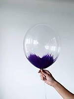 Ексклюзивна латексна кулька прозора з темно-фіолетовим 12"(30см) ТМ Balonevi 1шт.