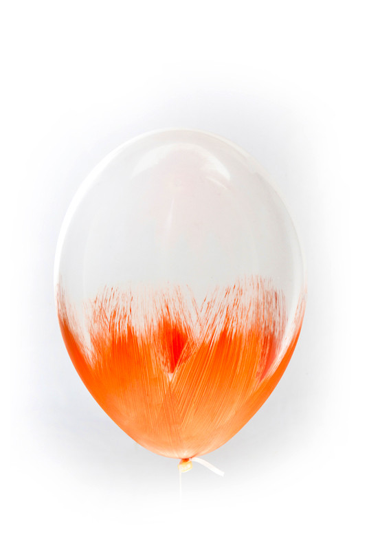 Ексклюзивна латексна кулька прозора з яскраво-оранжевим 12"(30см) ТМ Balonevi 1шт.