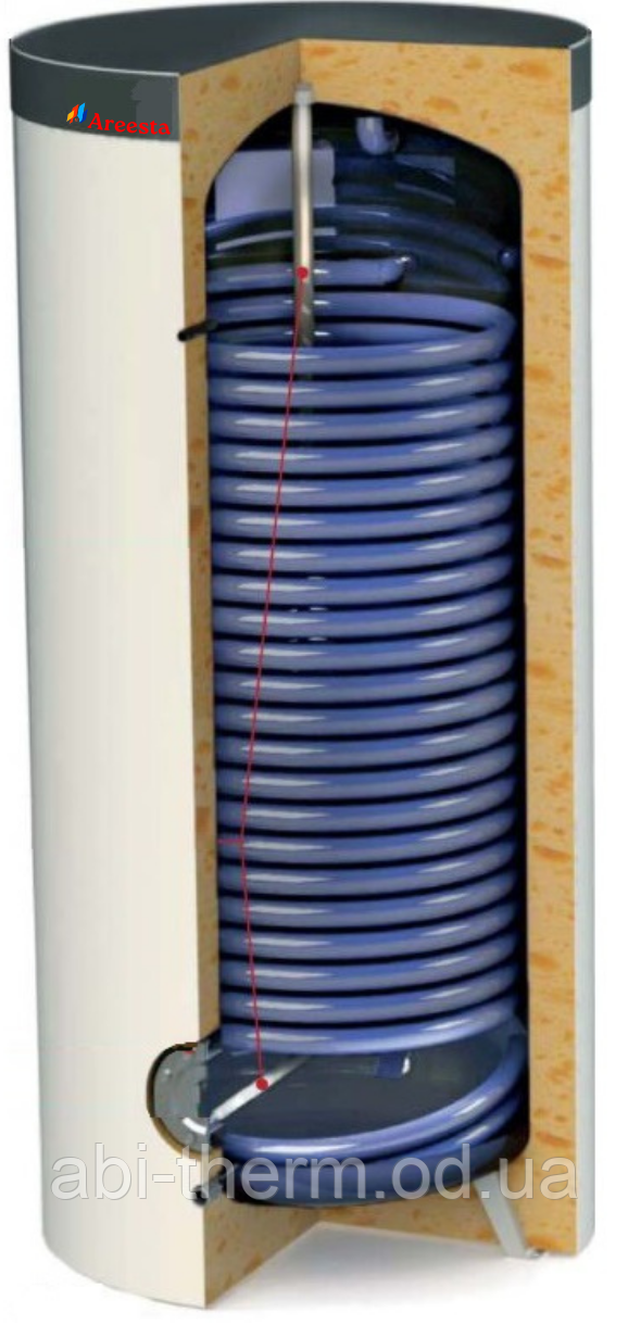 Бойлер непрямого нагрівання Areesta H2O 300 зі збільшеним теплообмінником (3,8 м2 Тепл Нас) емаль +, фото 1