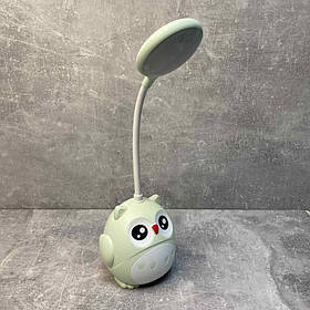 Дитяча настільна лампа-нічник акумуляторна 2 режими "Сова" салатова A-Plus SN289/2890