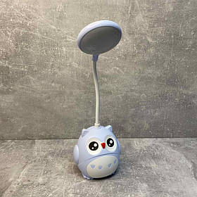 Дитяча настільна лампа-нічник акумуляторна 2 режими "Сова" блакитна A-Plus SN289/2890