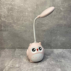 Дитяча настільна лампа-нічник акумуляторна 2 режими "Сова" рожева A-Plus SN289/2890