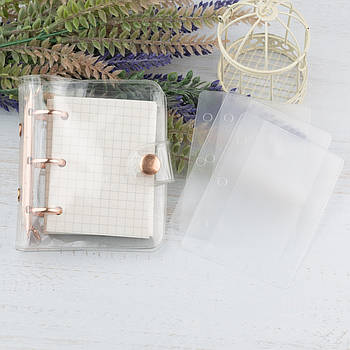 Прозорий блокнот з механізмом рожеве золото А8 10*8,5 см KDP015