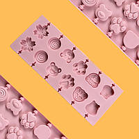 Силіконова форма для льодяників, цукерок у формі тварин Animals (рожевий)