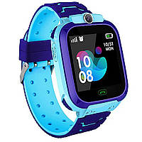 Смарт годинник дитячий Smart baby watch Q12 з GPS розумний з прослуховуванням Годинник-телефон для дітей із сім картою Синій