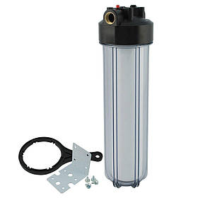 Корпус фільтру 20Big Blue 1 прозорий (два гумових ущільнювача, без картриджу) в комплекті ключ, кронштейн, саморізи