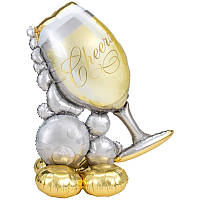 Фольгована кулька фігура-гігант "Келих шампанського" золота 104х129 см.в уп.(1шт)
