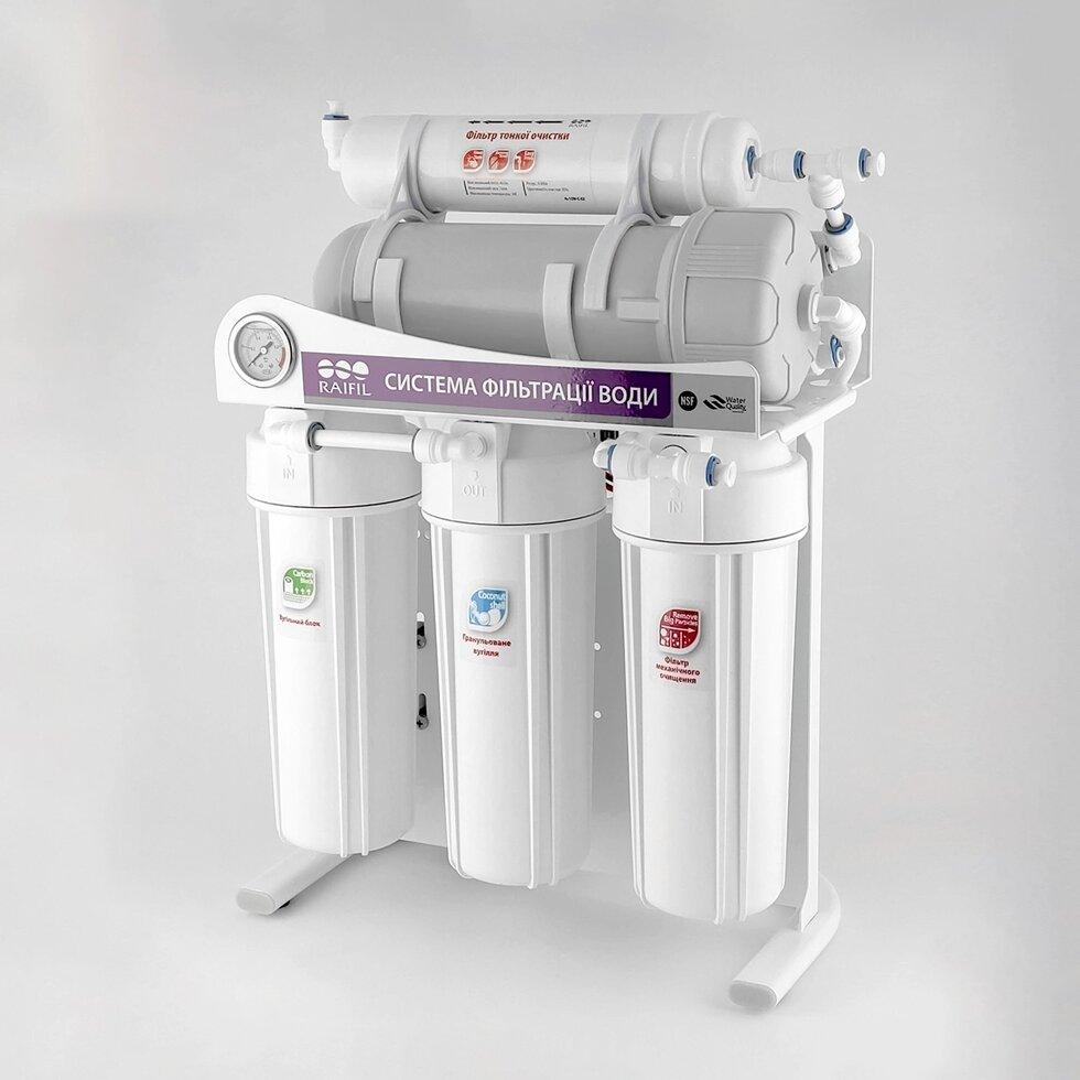 Фільтр зворотнього осмосу Raifil 300G - 3/8 10"Slim з манометром, фото 1