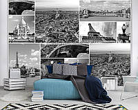 Флизелиновые фотообои город 416x290 см Черно-белый коллаж с видами на Париж (10458VEXXXXL) +клей