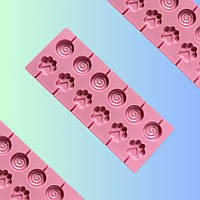 Силіконова форма для льодяників, цукерок у формі Лапок та кругів (рожевий)