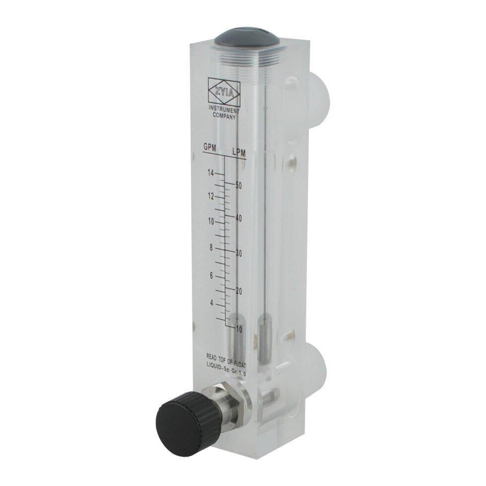 Ротаметр панельного типу з регулятором потоку FM 4-14 GPM ZT 1" (LPM 10-50 л/хв), фото 1