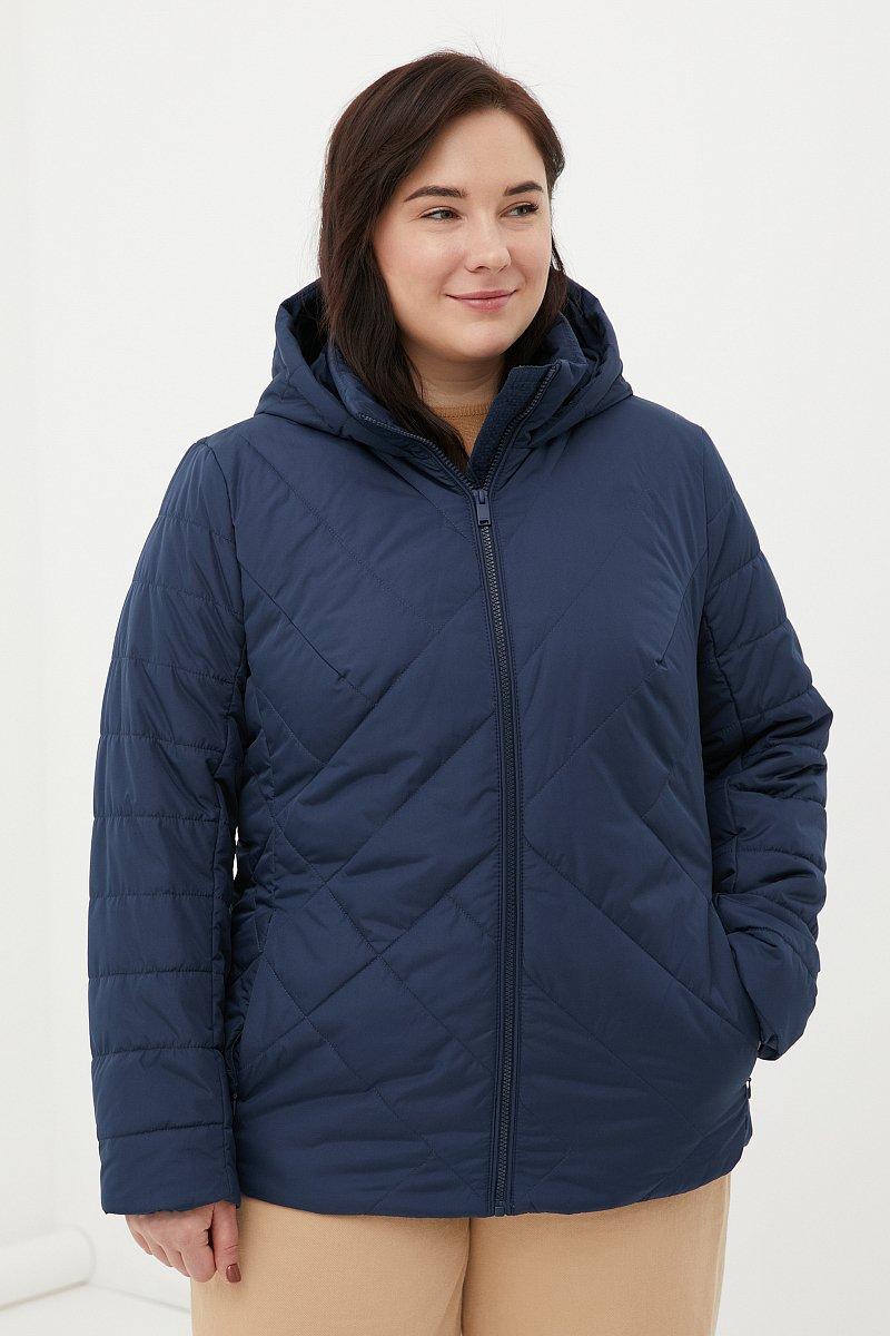 Демісезонна стьобана жіноча куртка Finn Flare FBC16004-101 темно-синя 2XL