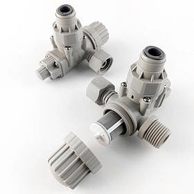 1832-D PJGDY04/0808 Врізка 1/2 різблення під 3/8 трубку з сетчатим фільтром та редуктором тиску на 2 атм