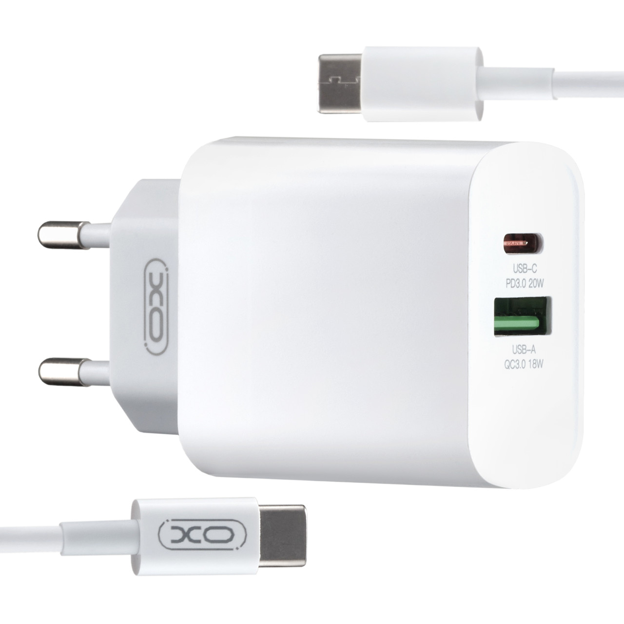 МЗП XO L64 18W FAST EU QC3.0 + PD FAST charger with type C fast cable ( NB124 ) White