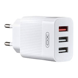 МЗП XO L72 EU QC3.0 + 2.1A 3USB charger White, фото 1