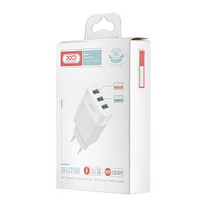 МЗП XO L72 EU QC3.0 + 2.1A 3USB charger White, фото 3