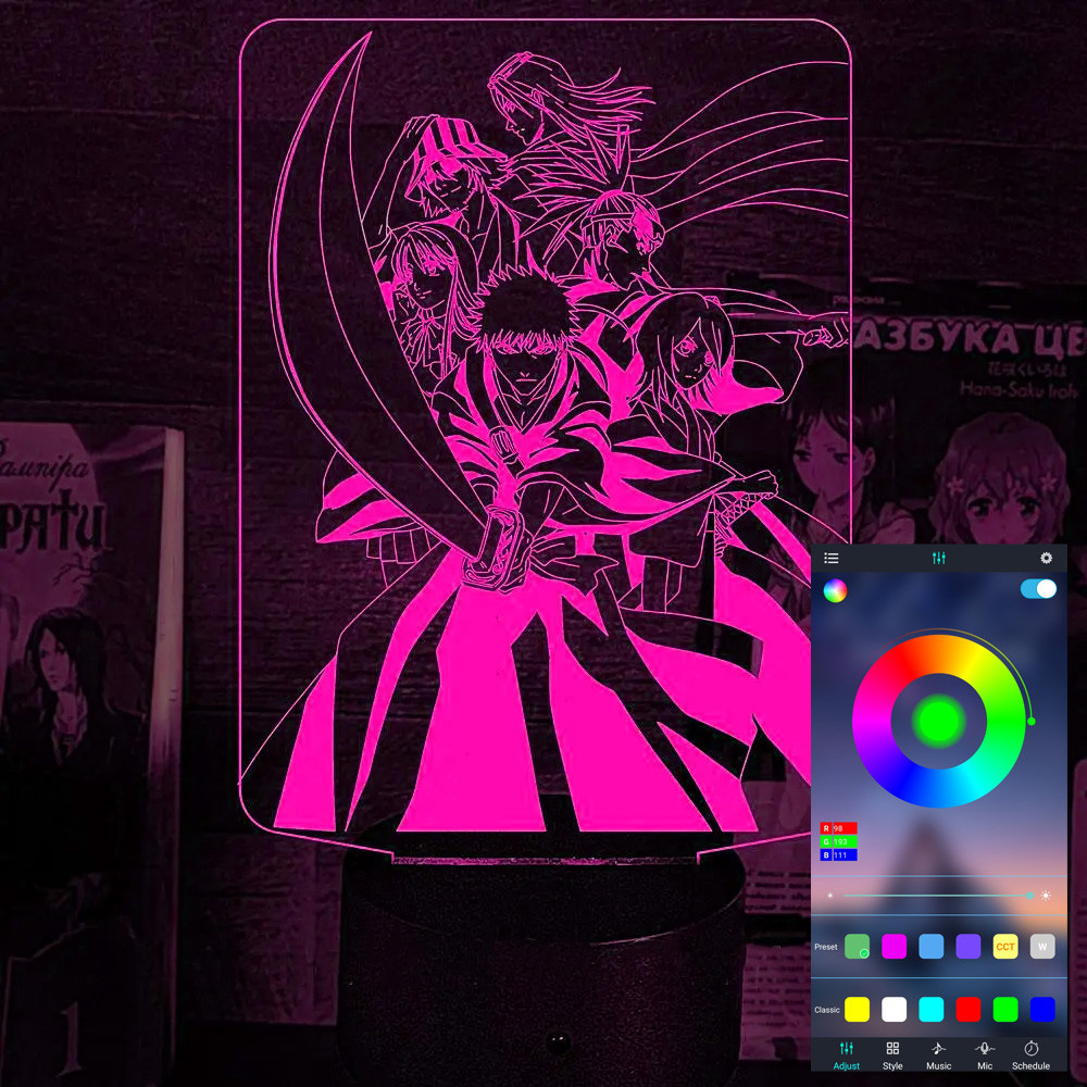 Акриловий світильник-нічник керування з телефона Бліч tty-n002262