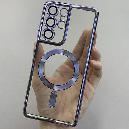 Чохол для Samsung Galaxy S21 Ultra чохол з магсейф із захистом камери на самсунг с21 ультра бузковий h3b, фото 1