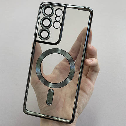 Чохол для Samsung Galaxy S21 Ultra чохол з магсейф із захистом камери на телефон самсунг с21 ультра чорний h3b, фото 1