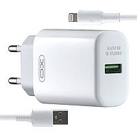 СЗУ XO-L85D (EU) QC3.0 18W with Lightning (NB111) cable White