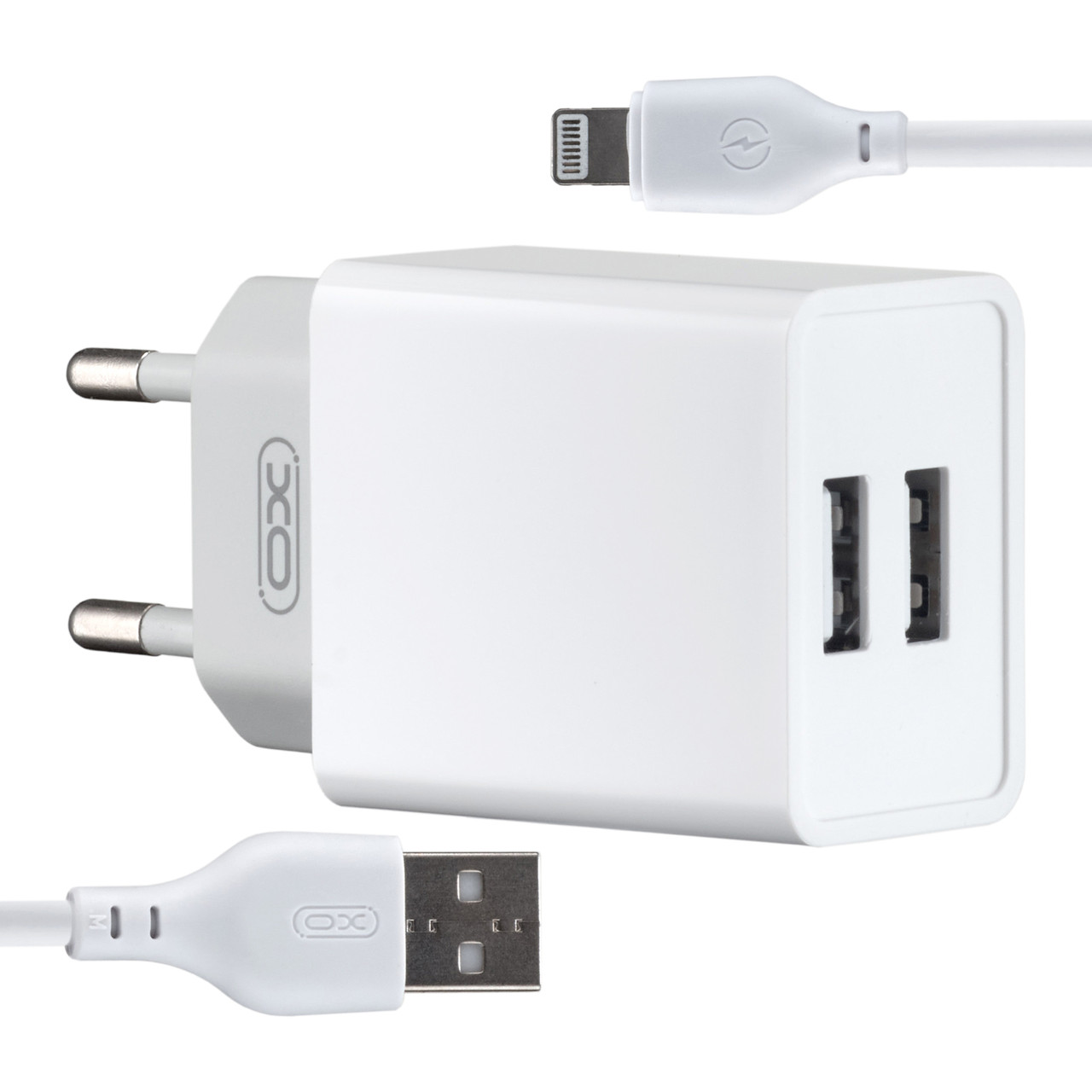 МЗП XO L65EU 2.4A two USB charger for lightning ( NB103 ) White