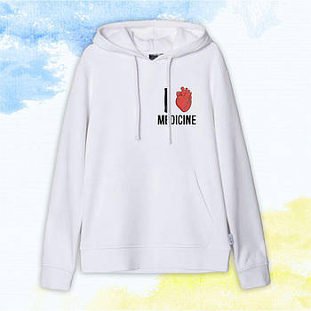 Худи "Врачам" I love medecine - Белый - XS