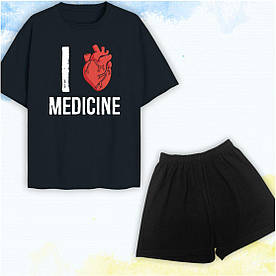 Пижама "Врачам" I love medecine - XS - Черный