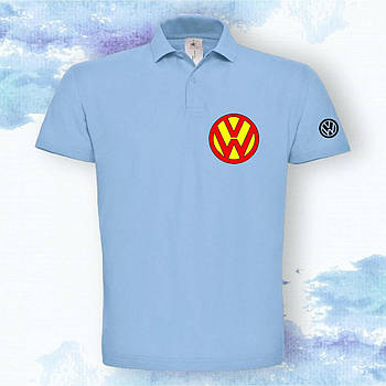 Поло с принтом "Volkswagen" Супер - Голубой - S