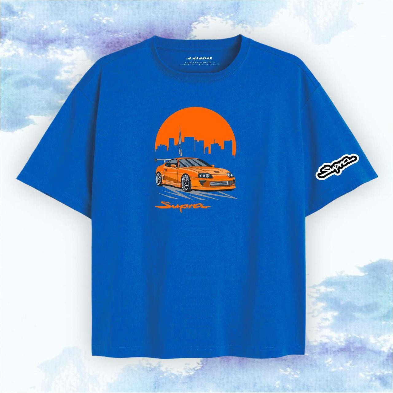 Футболка с принтом "Toyota Supra" На закате - Синий - XS, фото 1