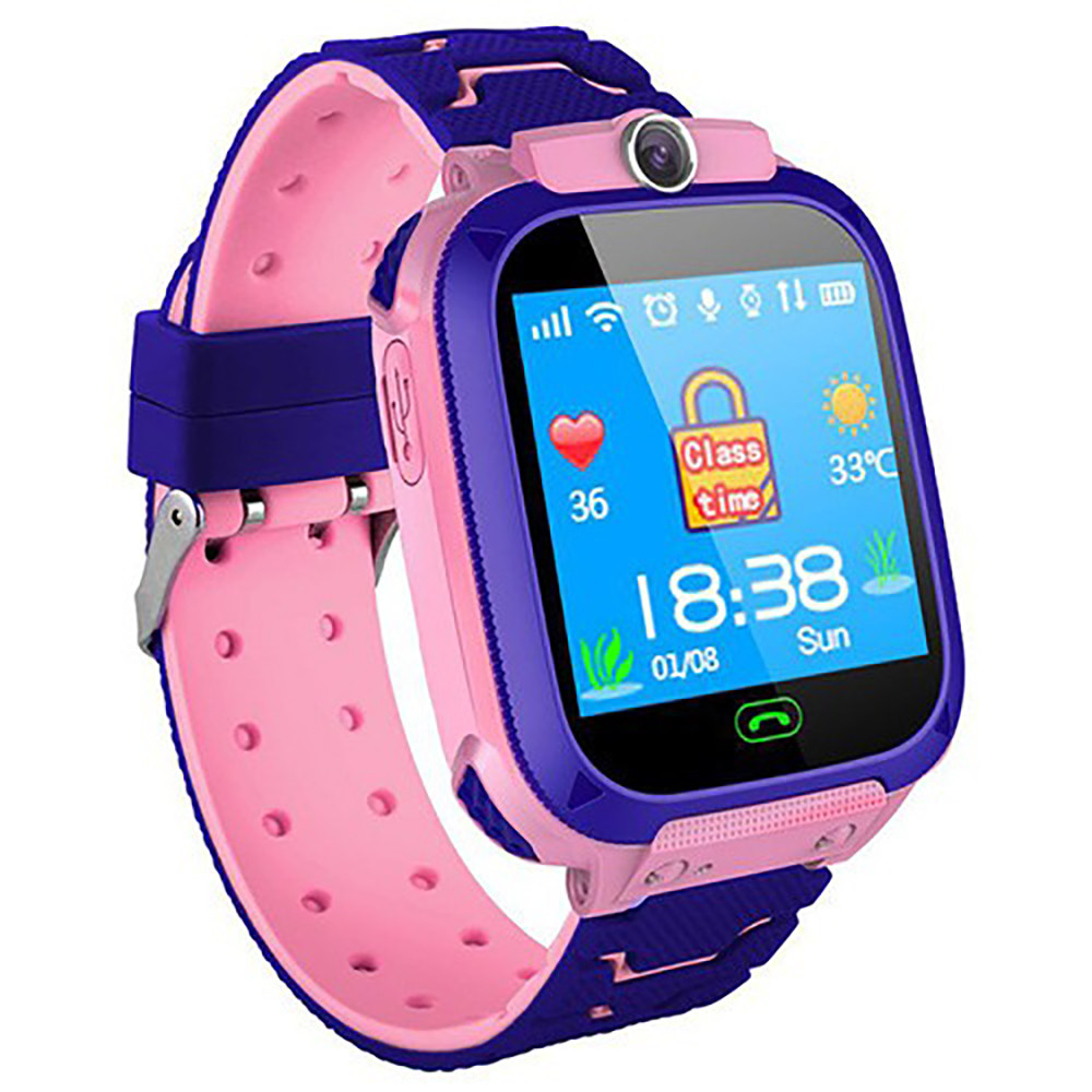 Смарт годинник дитячий Smart baby watch Q12 з GPS розумний з прослуховуванням Годинник-телефон для дітей із сім картою Рожевий