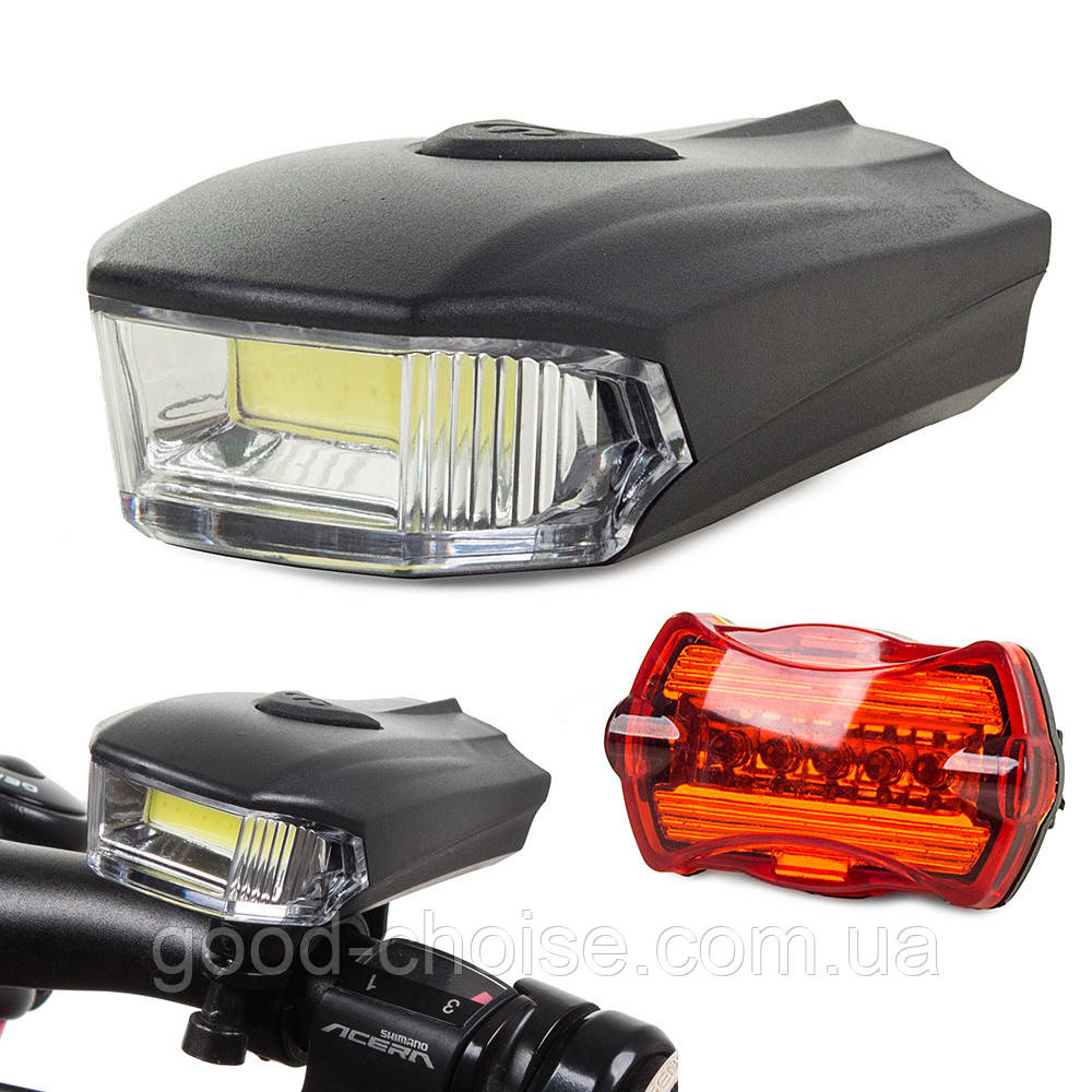 Ліхтарик велосипедний зі стопом BL 508 COB, 5 режимів / LED фара на велосипед + задній стоп / Велоліхтар