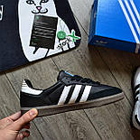 Чоловічі кросівки Адідас самба кеди Adidas Samba осінь-весна шкіряні чорні. Фото в живу. топ, фото 3