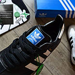 Чоловічі кросівки Адідас самба кеди Adidas Samba осінь-весна шкіряні чорні. Фото в живу. топ, фото 5