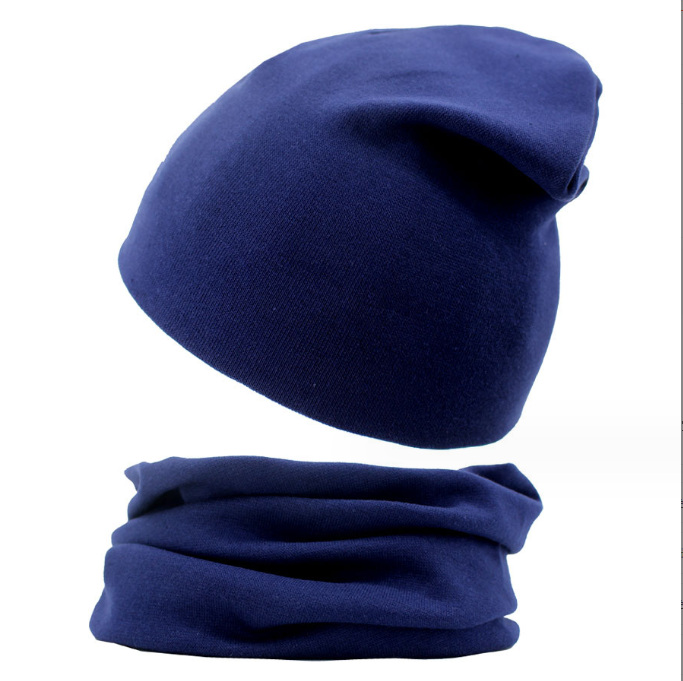 Демісезонний набір: дитяча шапка та шарф хомут темно синій