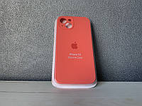 Чехол silicone case full camera на iphone 13 с микрофиброй силиконовый для айфон 13 коралловый