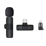 Бездротовий петличний мікрофон К8 з шумопоглинанням для відеозйомки з ресивером iPhone/TypeC, фото 6