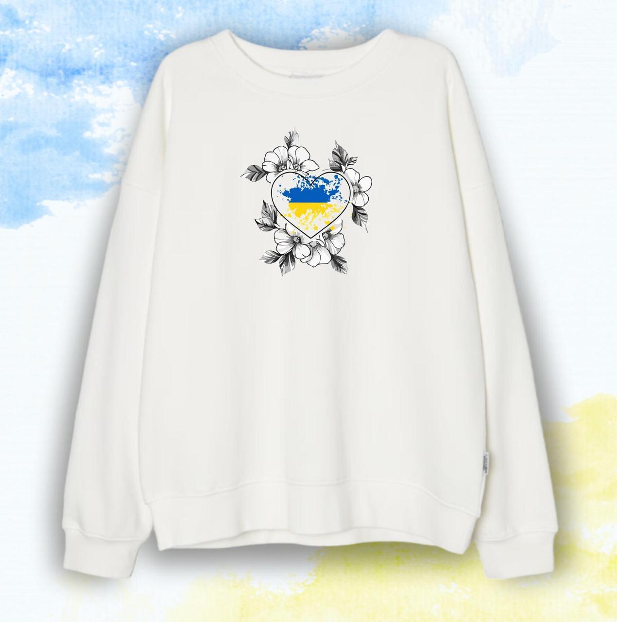 Свитшот "Украинская символика" Квитки - Белый - XS