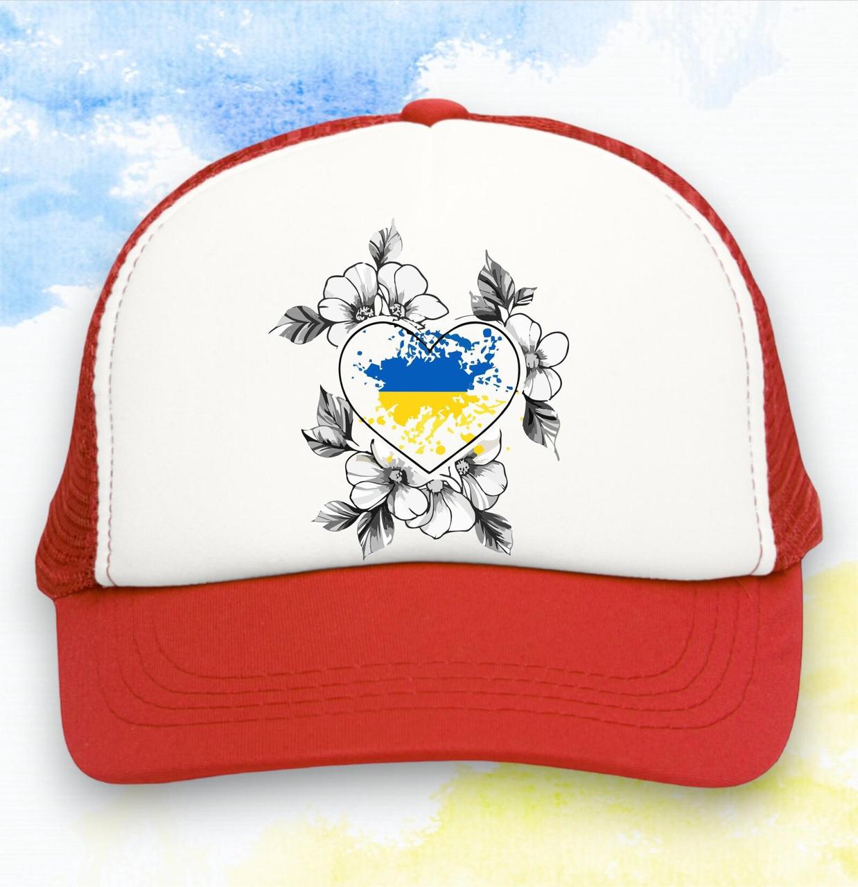 Кепка тракер "Украинская символика" Квитки - красный