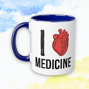 Чашка "Врачам" I love medecine - Синий