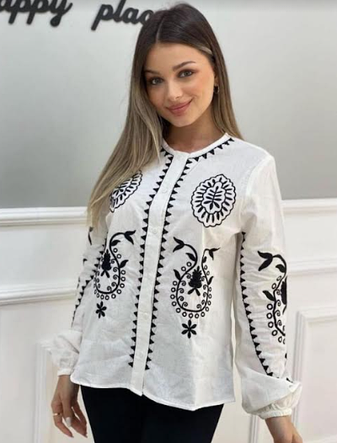 Жіноча вишиванка піджак, накидка біла з чорною вишивкою на гудзиках розмір Л, фото 1