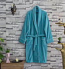 Халат жіночий велюр/махра бавовна (TM Zeron), Туреччина колір бірюзовий