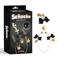 Набор для садо мазо игр бдсм / Пробка для анала с камнем и зажимы с украшением на соски